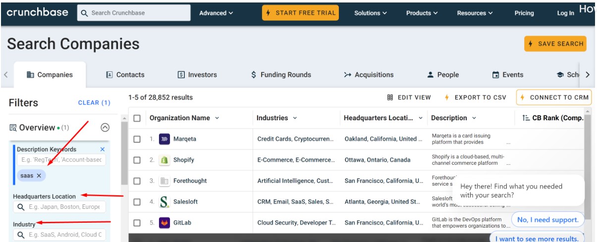 crunchbase 2 Crunchbase filters example