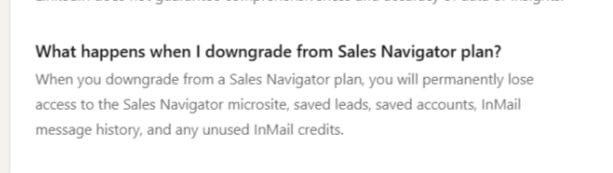 What happens if you downgrade Linkedin Sales Navigator?