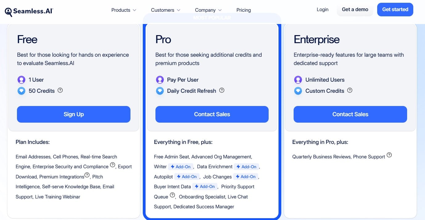 Seamless.ai pricing