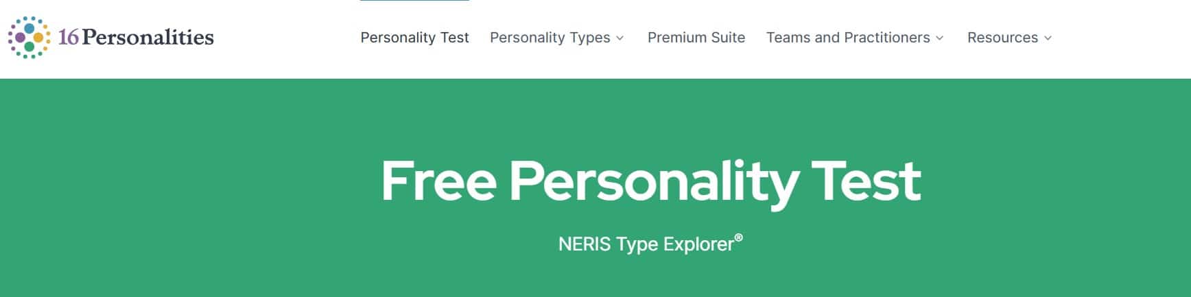 Image showing the free 16 personalities test