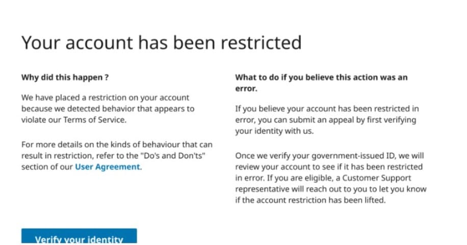 Image showing a message saying your LinkedIn account has been restricted