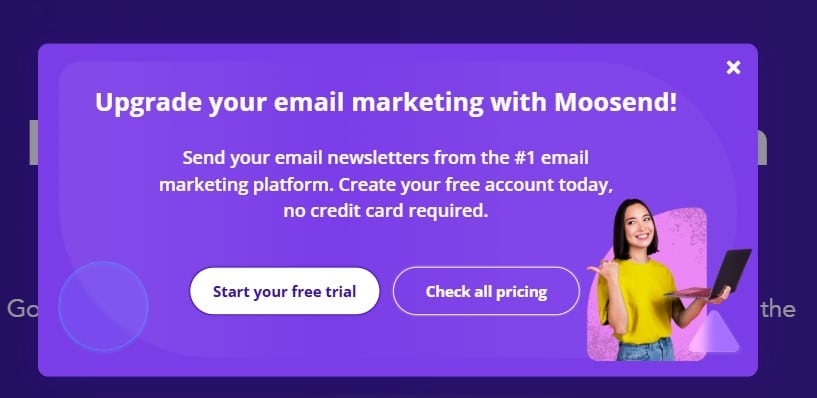 Moosend Cta example
