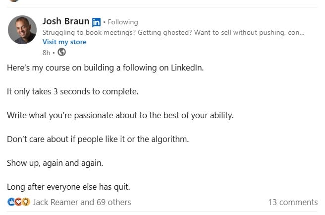 LinkedIn social media example