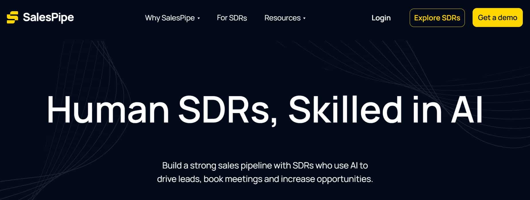 Screenshot of Salespipes homepage