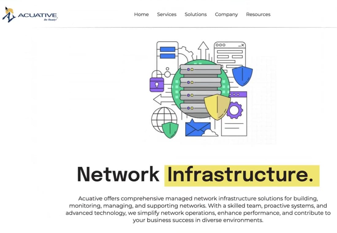 Screenshot of Acuative's homepage