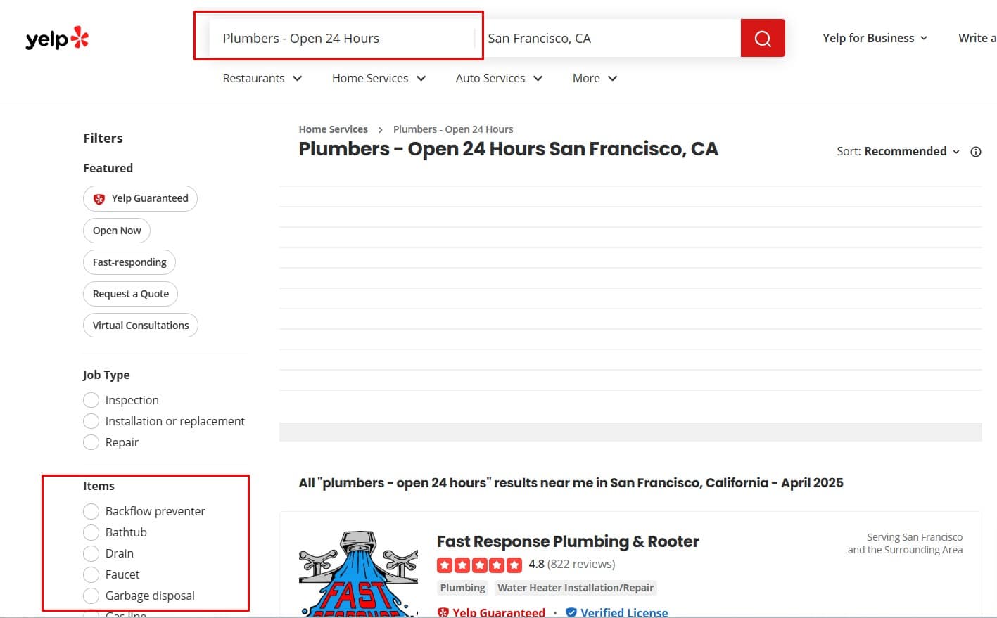 Yelp keywords