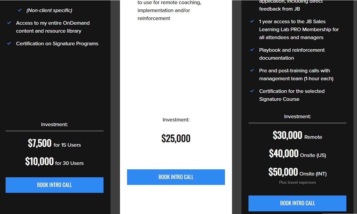 JB Sales pricing
