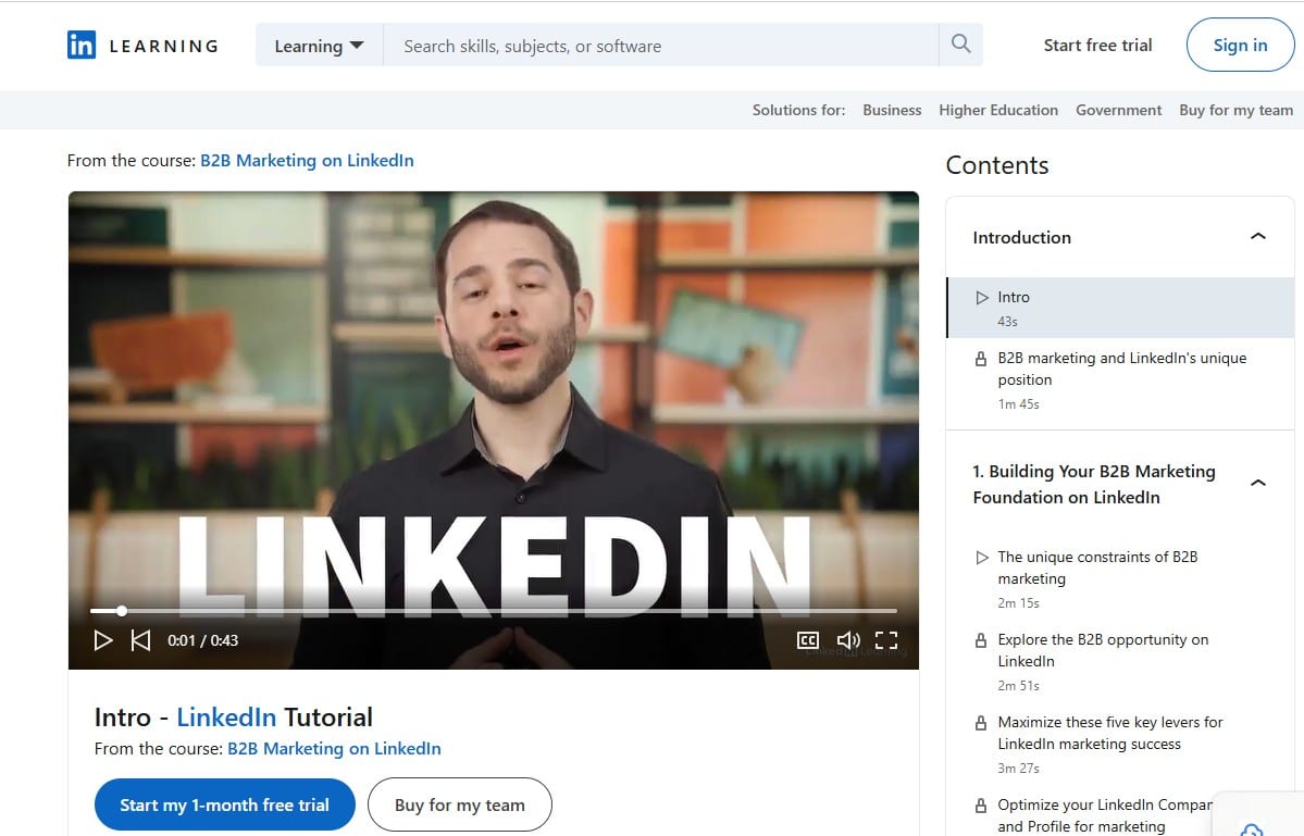 LinkedIn marketing course screenshot