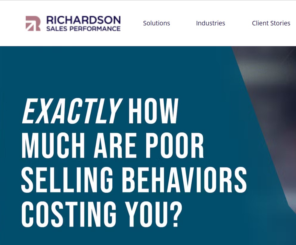 Screenshot of the Richardson sales performance homepage