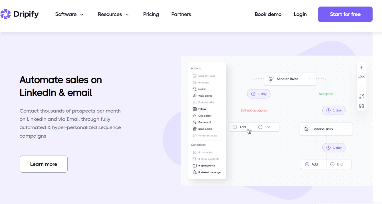 Dripify homepage screenshot