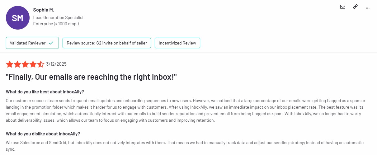 Screenshot of InboxAlly's review