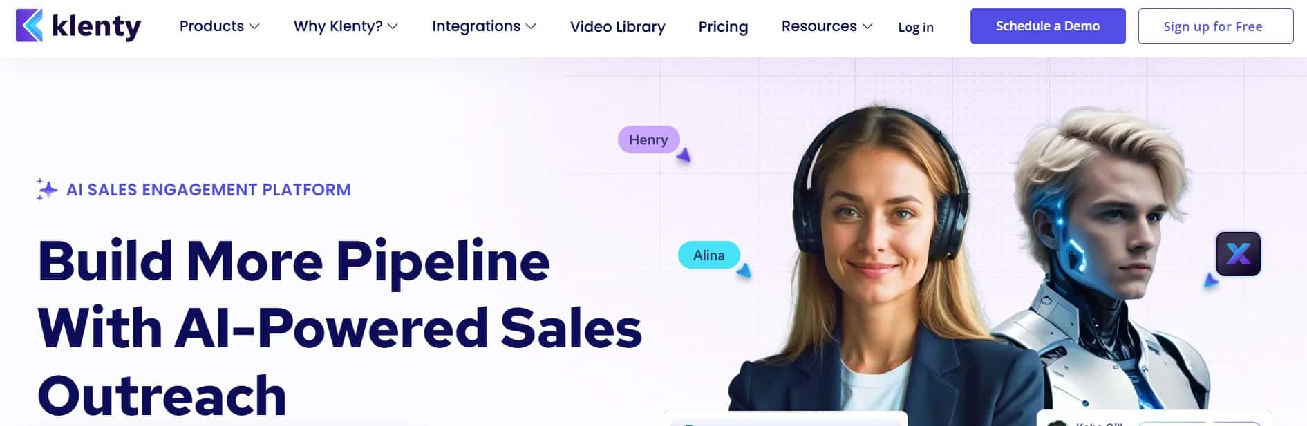 Screenshot showing Klenty's homepage