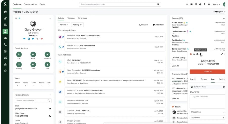 Screenshot of Salesloft's interface