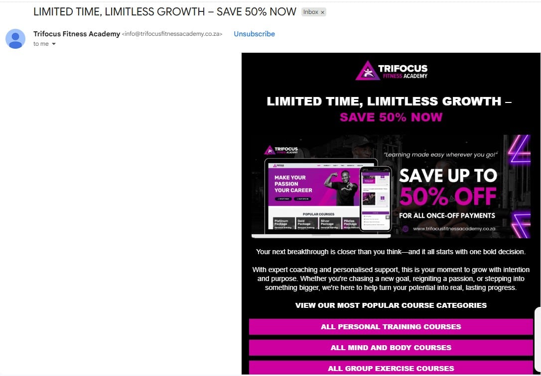 Email marketing example