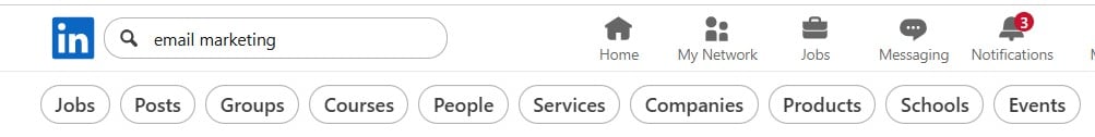 Example of how to use LinkedIn's search