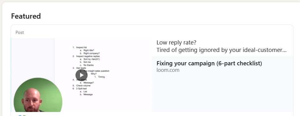 Example of a featured section on LinkedIn
