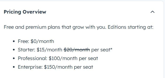 Hubspot pricing
