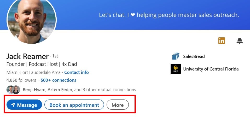 LinkedIn profile example