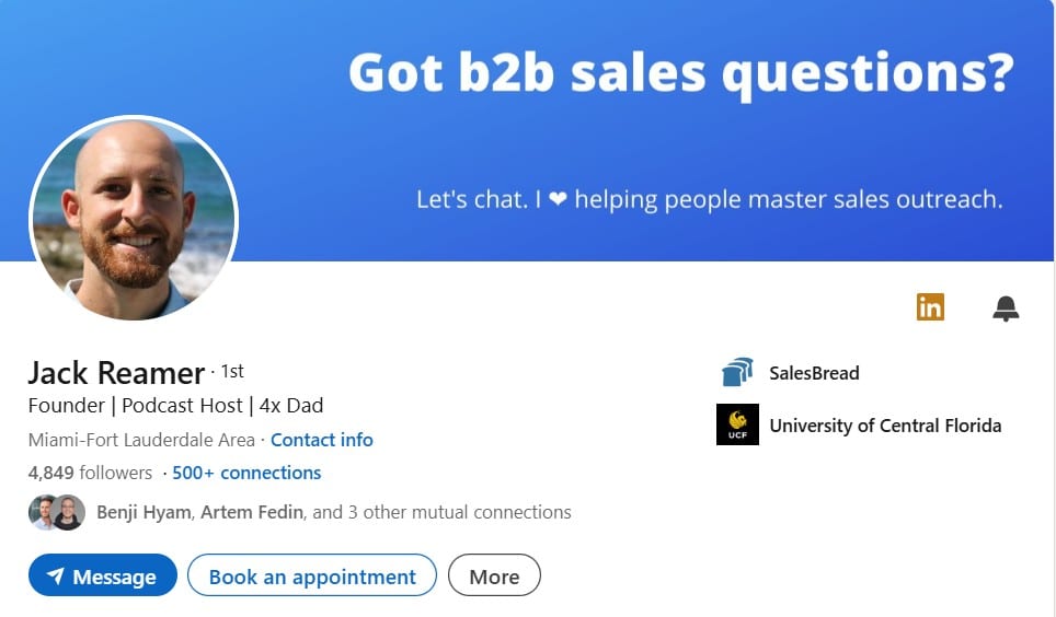 Linkedin profile example