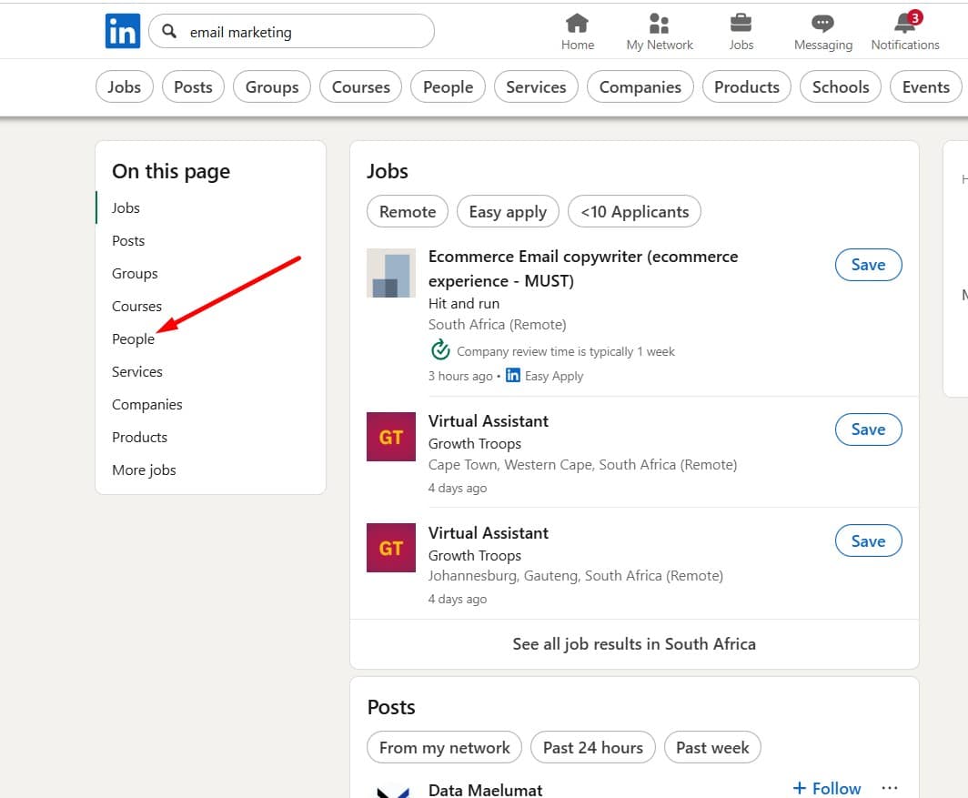 LinkedIn people search example
