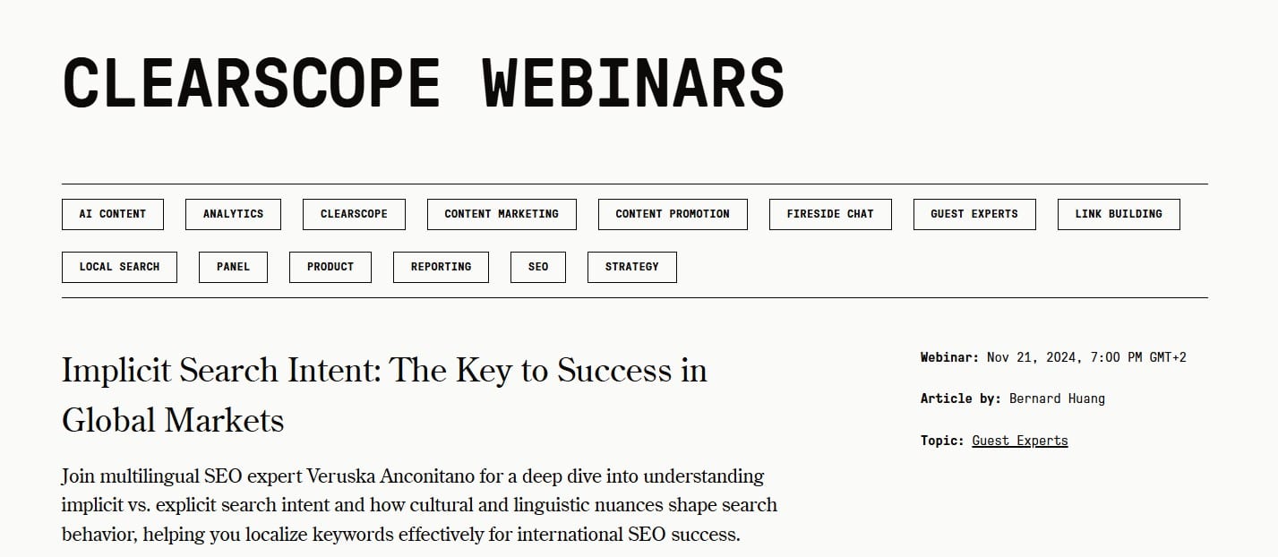 Example of Clearscopes webinars