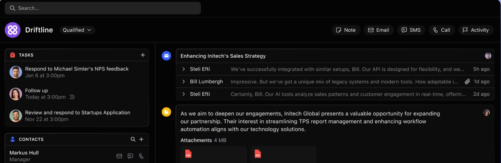 Close.com crm interface