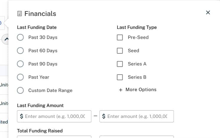 Crunchbase filter examples