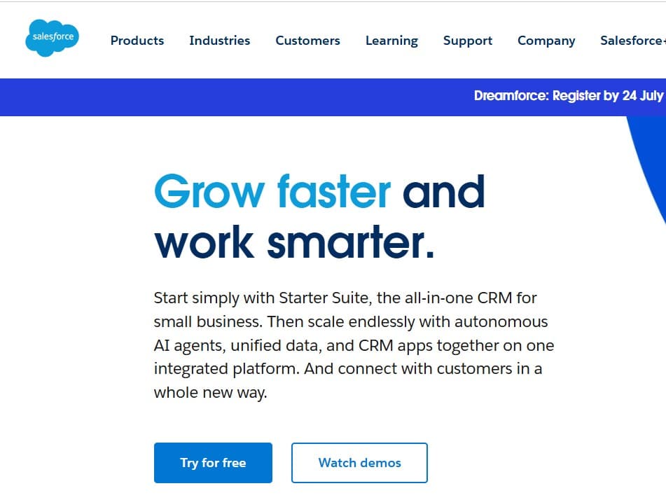 Screenshot of Salesforce homepage