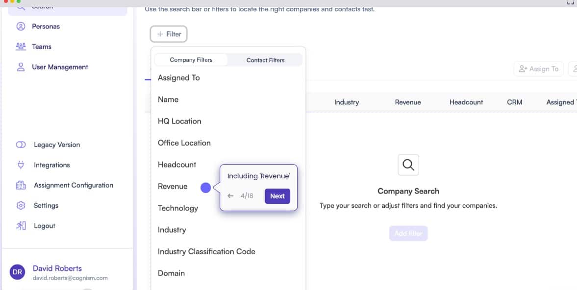 Cognism interface screenshot