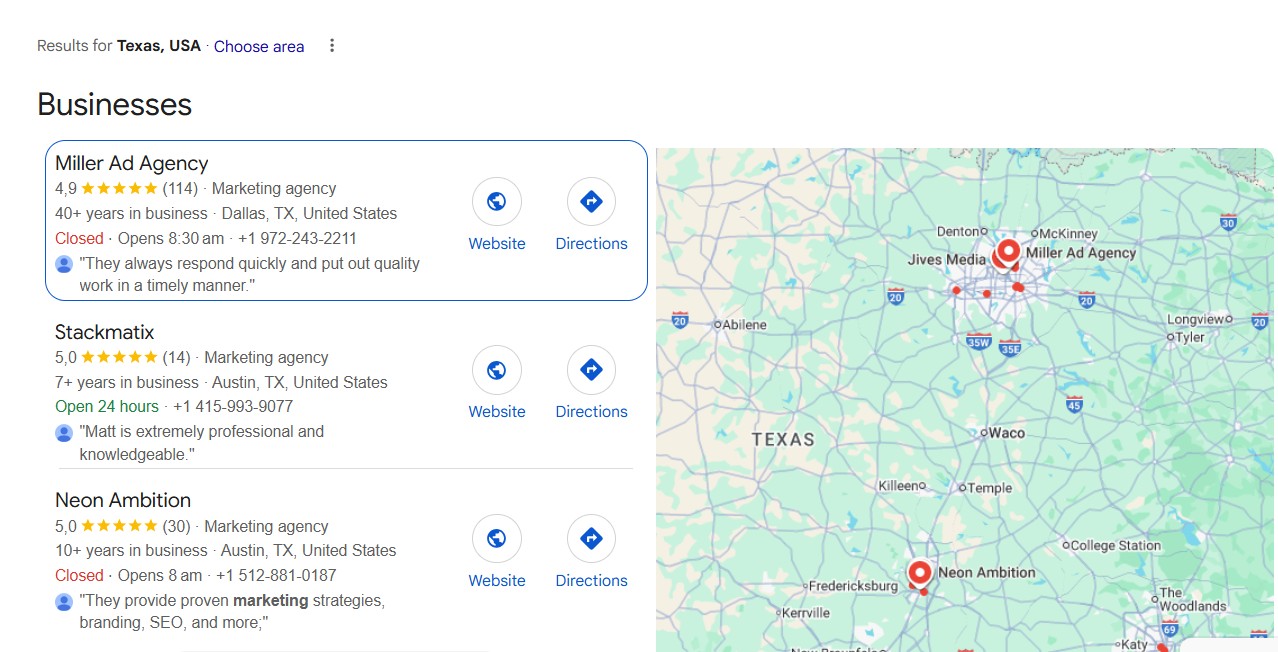 Example of Google my business for lead gen