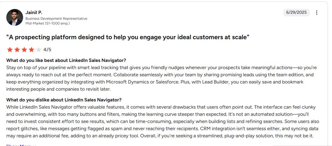 Linkedin sales navigator review