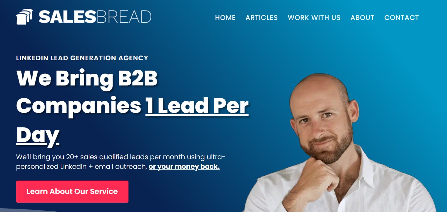 Screenshot of SalesBread's homepage
