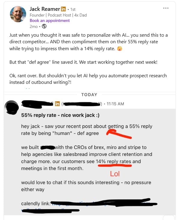 Bad cold email example
