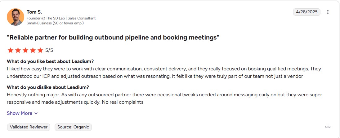 Leadium review screenshot