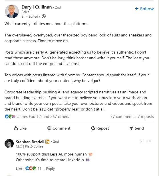 Point of view example post on LinkedIn