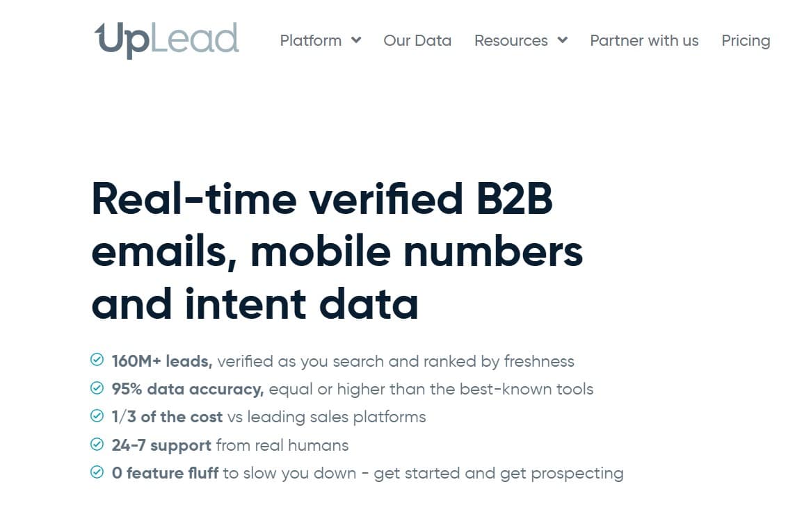 Uplead homepage screenshot