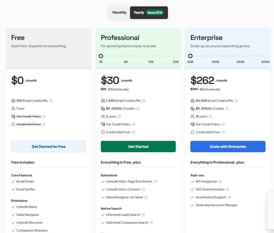 Skrapp pricing screenshot
