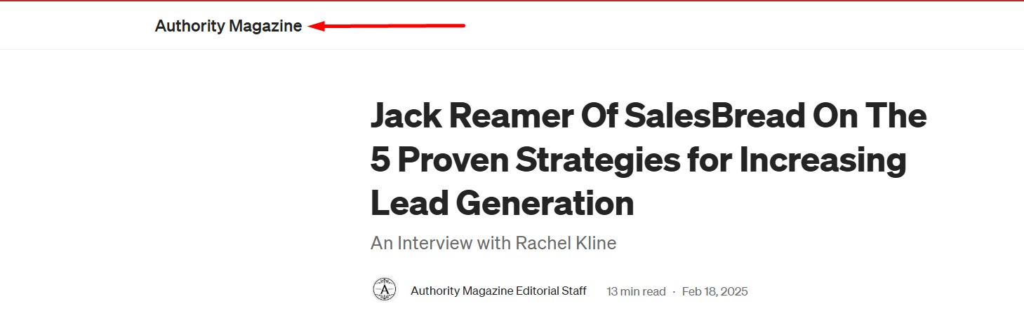 SalesBread authority magazine 